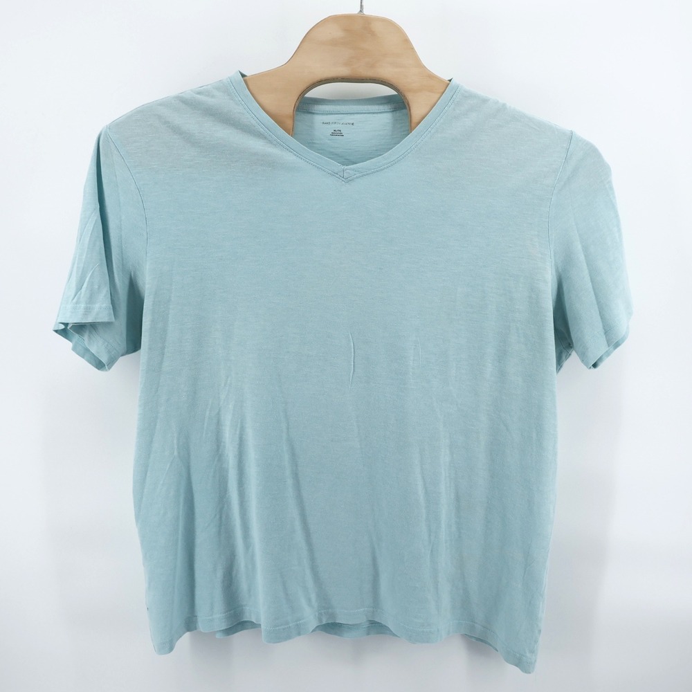 Saks Fifth Avenue Mens V Neck T Shirt Light Blue XL